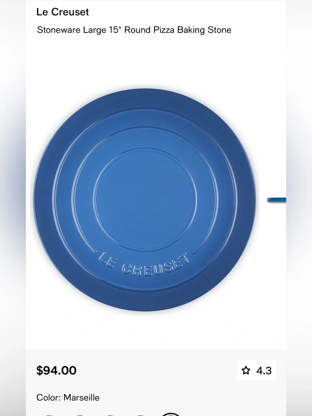 Le Creuset Blue Round Ceramic Pizza Stone